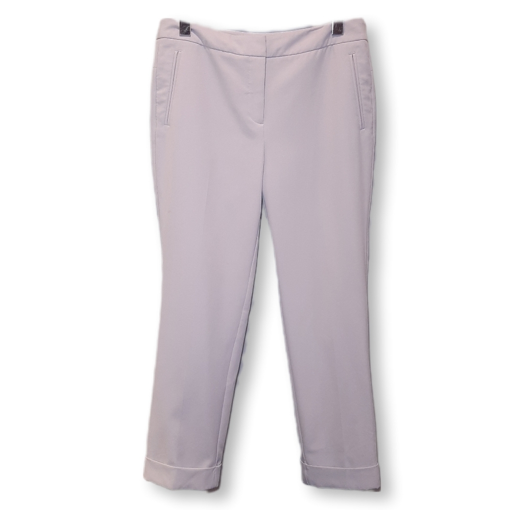 Adrianna Papell Slim Fit Cuff Trouser Pants Stretchy High Waist Ankle Gray 6